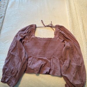 American Eagle Outfitters Dusty Rose Smocked Blouse